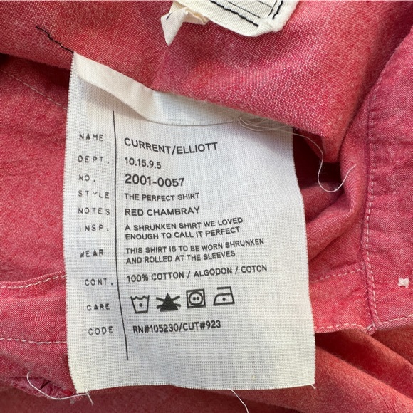 Current/Elliott The Perfect Shirt Red Chambray - Picture 8 of 9